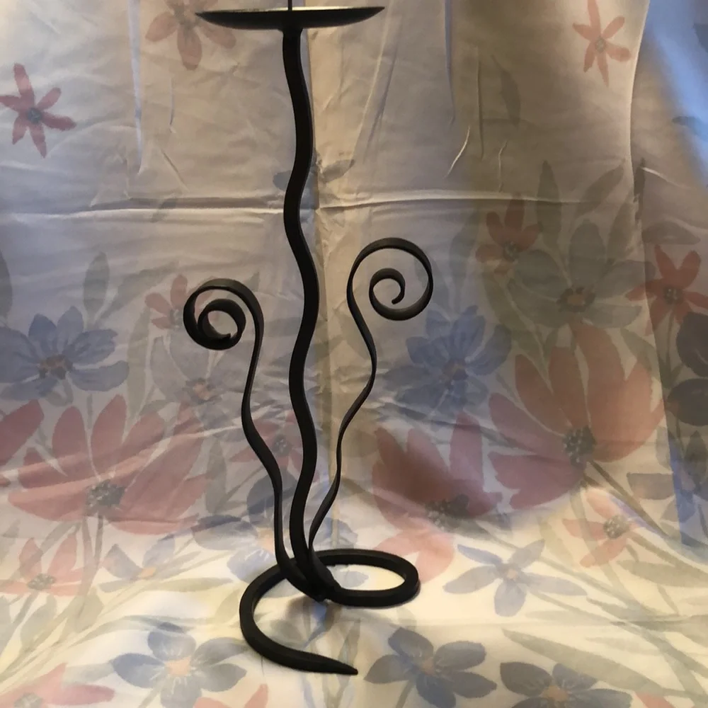 Vintage Handmade Iron Candle Holder - Unique 6 Year Anniversary Gift 13”x5.25”
